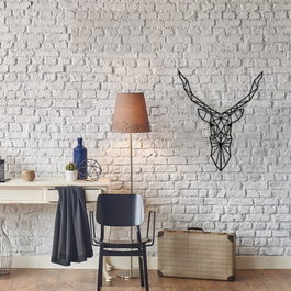 Wallity Geyik Escultura de Pared de Metal Negra
